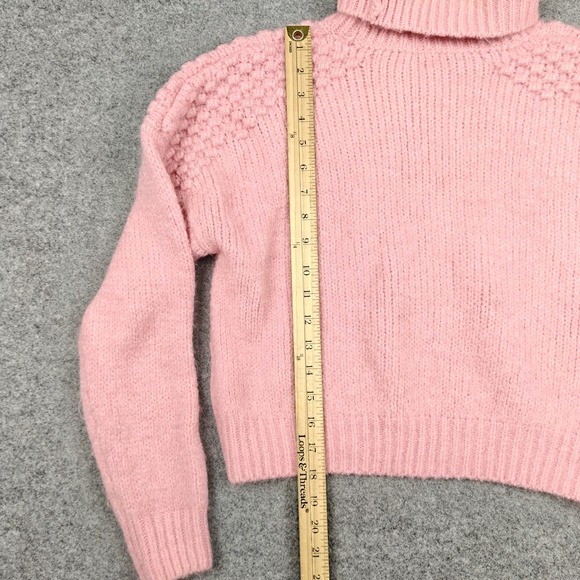 Free People Sweater Womens XS Pink Popcorn Knit Turtleneck Chunky Pullover - Picture 6 of 8